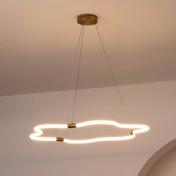 Nuvola 31.5" Contemporary Minimalist Metal/Acrylic Adjustable Dimmable Cloud Integrated LED Chandelier - JONATHAN Y